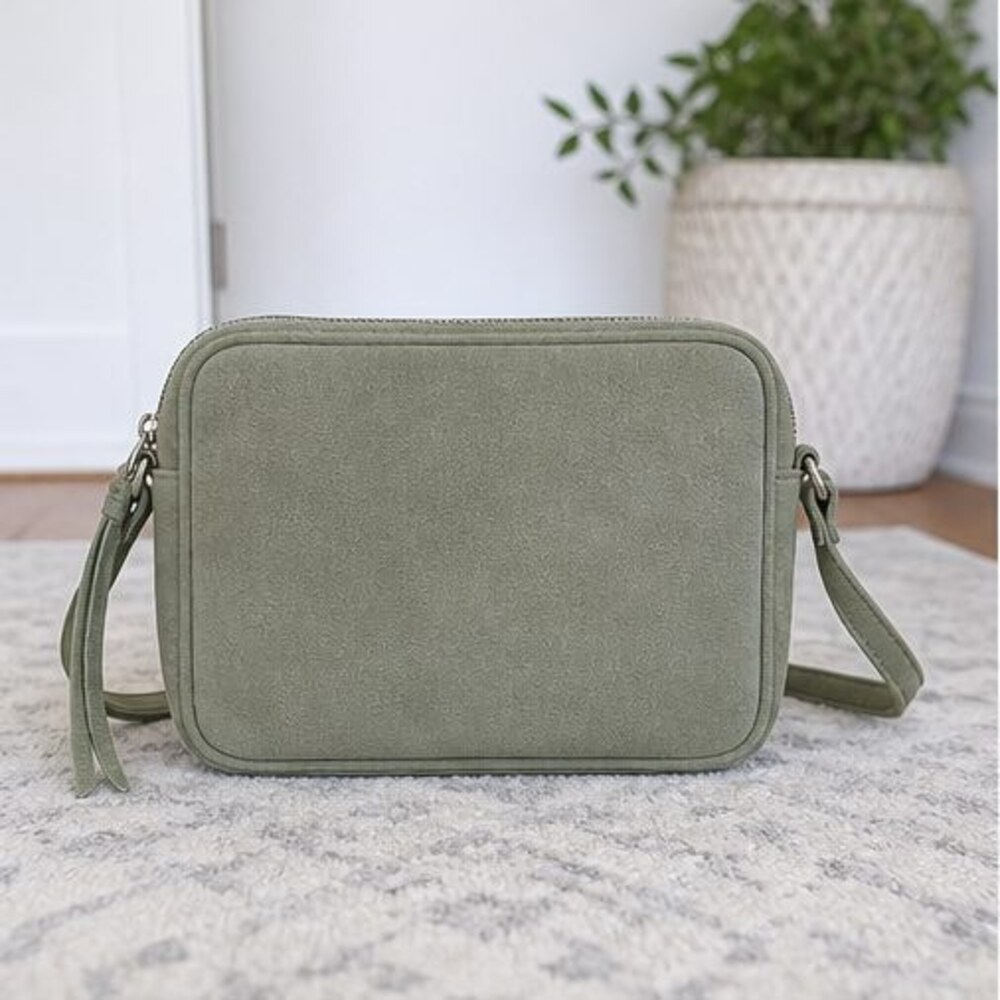 Sage Suede Crossbody Bag